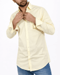 Premium Light Yellow Cotton Shirt Full Sleeve - Black Rose Point