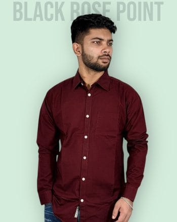 Deep Maroon Formal Shirt for Men - Sakura Fabric | Black Rose Point