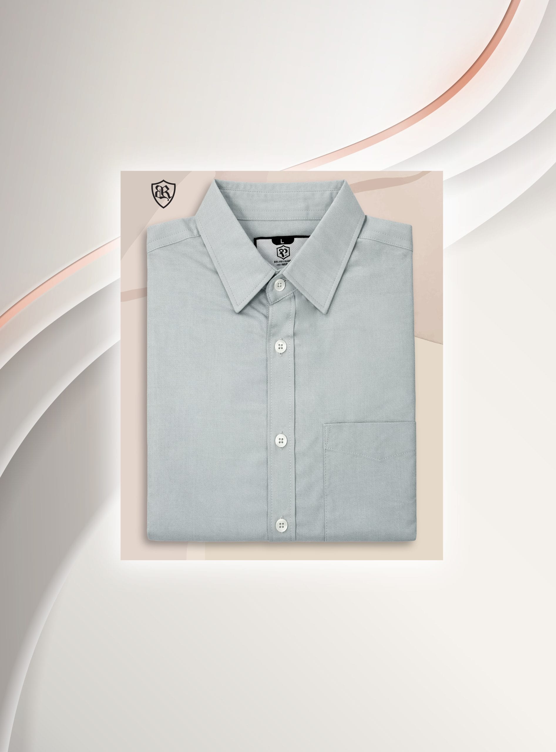 Mens Silver Grey Formal Shirt by Black Rose Point Premium Light Ash Cotton Shirt Full Sleeve - Black Rose Point