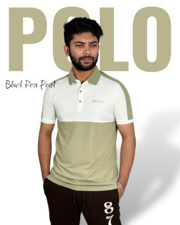 Premium China Polo Two-Tone Dri-Fit T-Shirt for Men - Olive & White